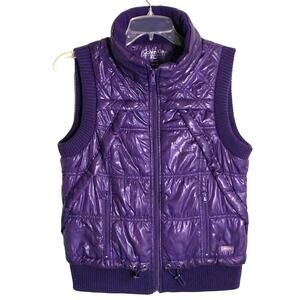 Calvin Klein Performance Quilted Puffer Vest Wmn's Sz S Purple Full Zip Pockets